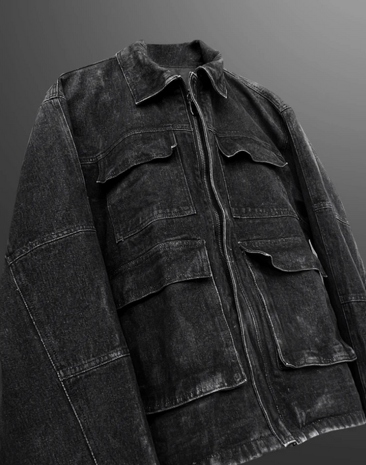 Charcoal Black Denim Jacket | Classic Style