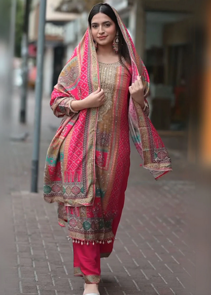 Heavy Fancy Punjabi Suit with Plazzo and Dupatta