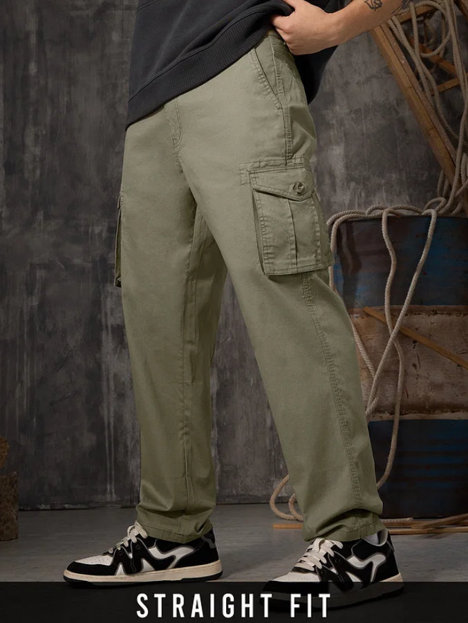 Mossy Green Cargo Pants with Pockets