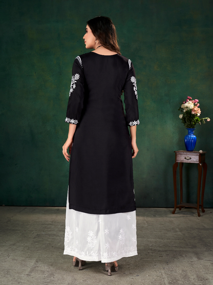 Black Chikankari Kurti & Plazzo Pair